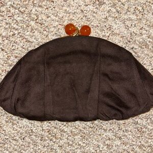 Vintage Brown Clutch with Orange Accents